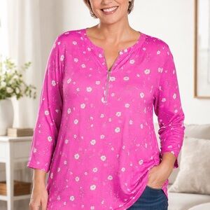 Lush Pink Floral Women's Blouse